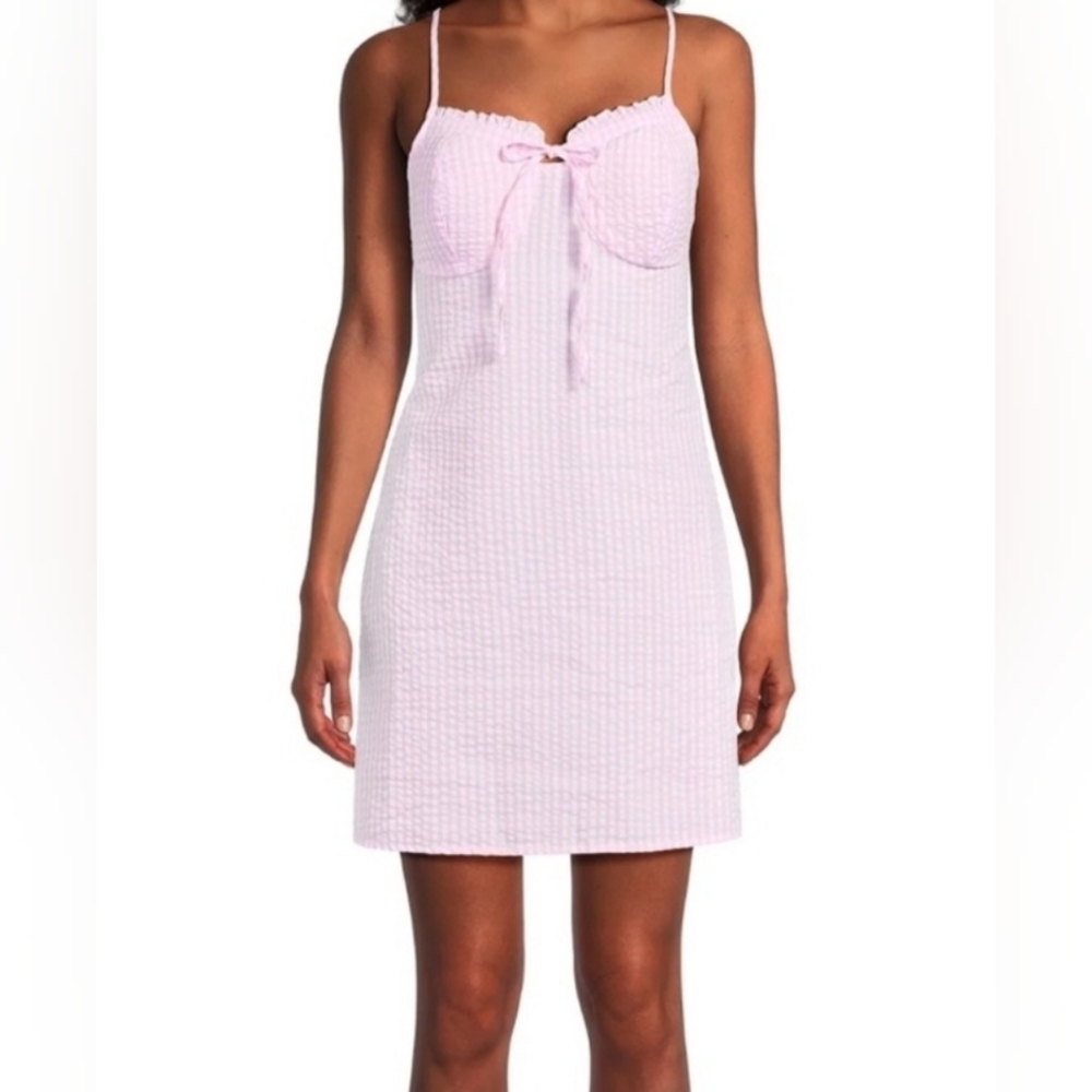 No Boundaries Pink Gingham Mini Dress Juniors L 11-13 Cottagecore - Picture 1 of 10